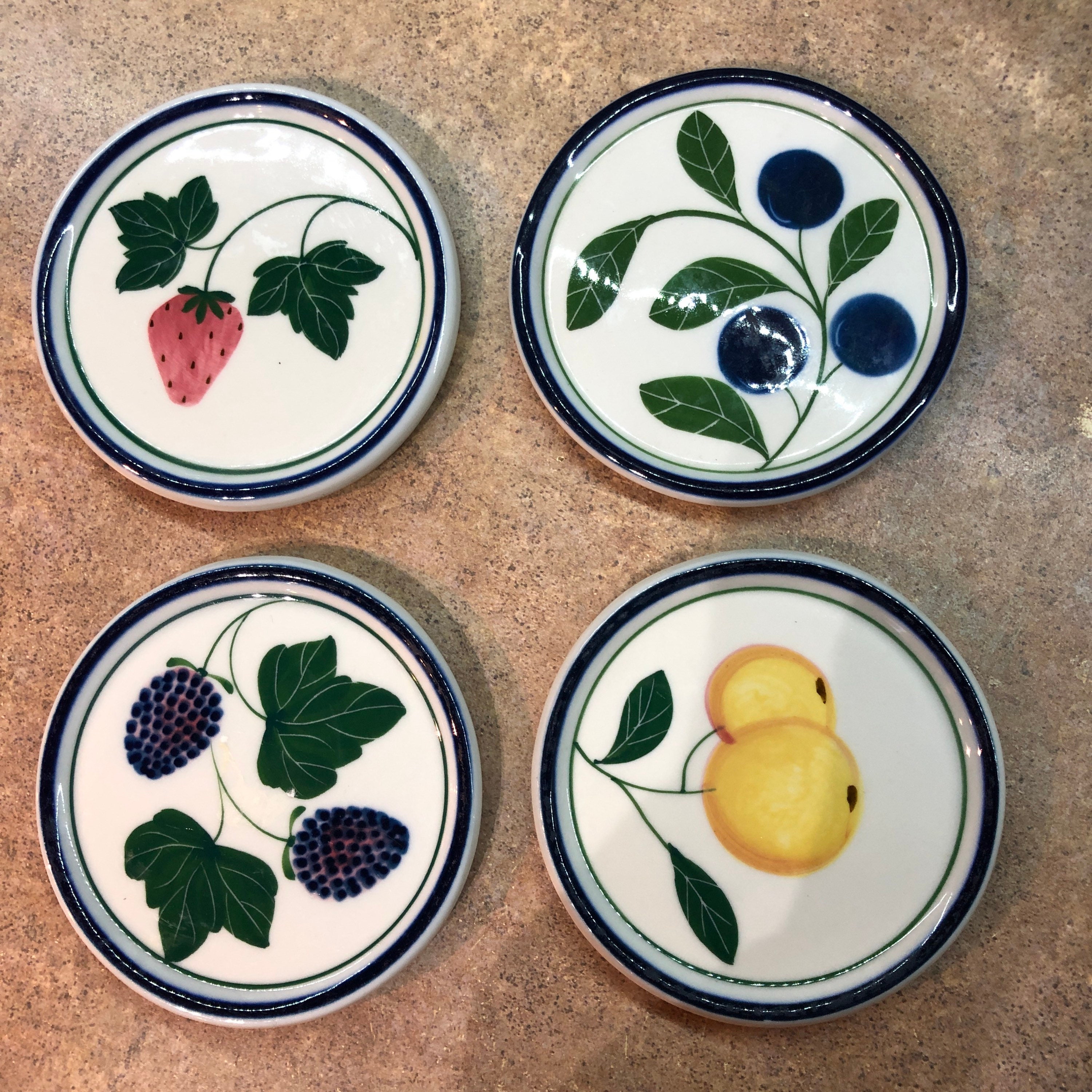 Vintage Dansk porcelain fruit coasters set of four Etsy