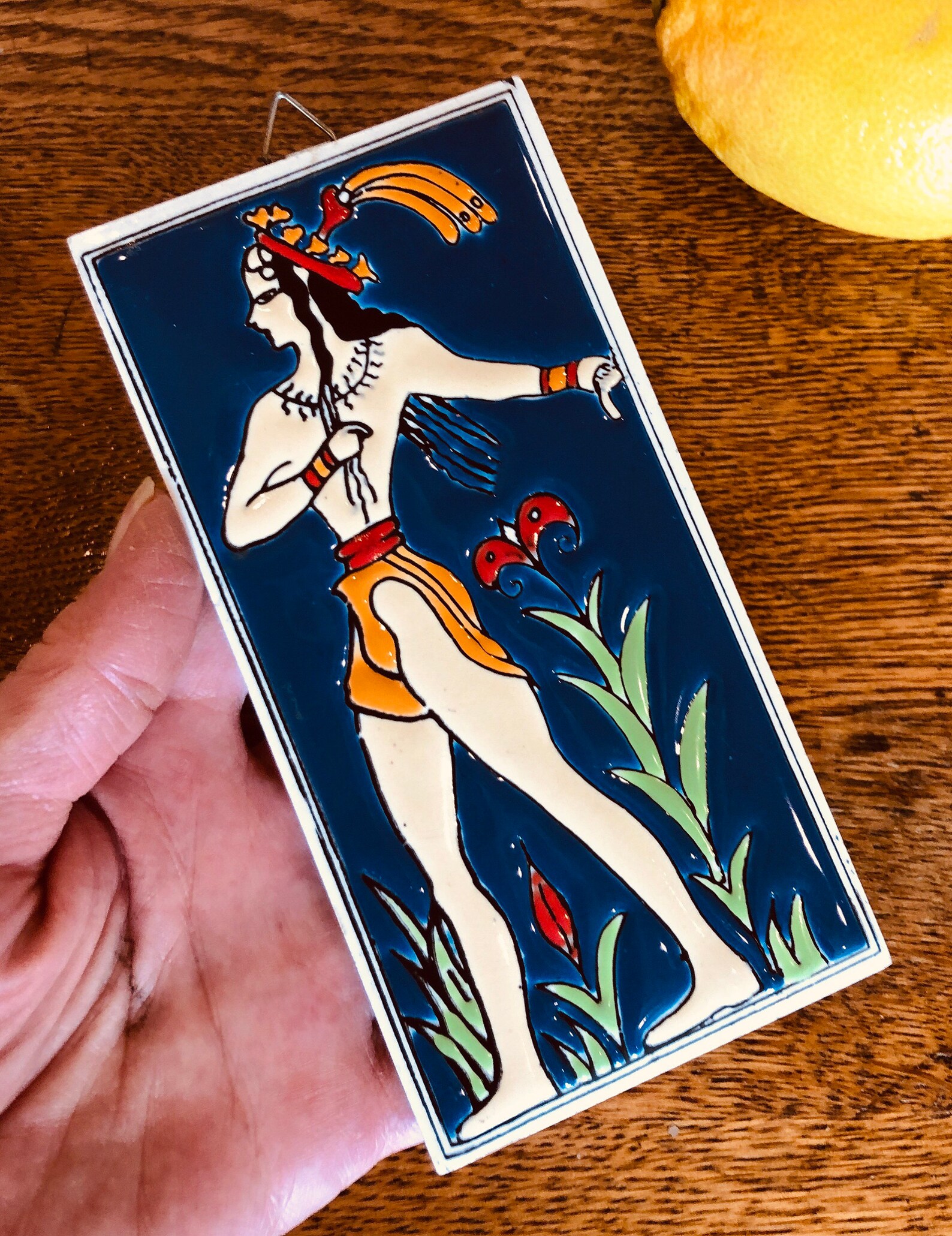 3 Vintage SMALTOTECHNIKI Greek Tiles Hand Made Greek Ceramic Tiles