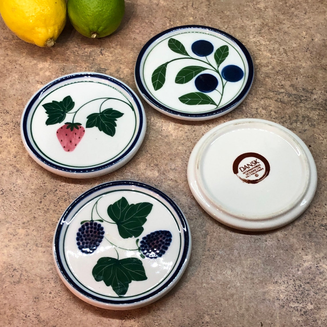Vintage Dansk porcelain fruit coasters set of four Etsy