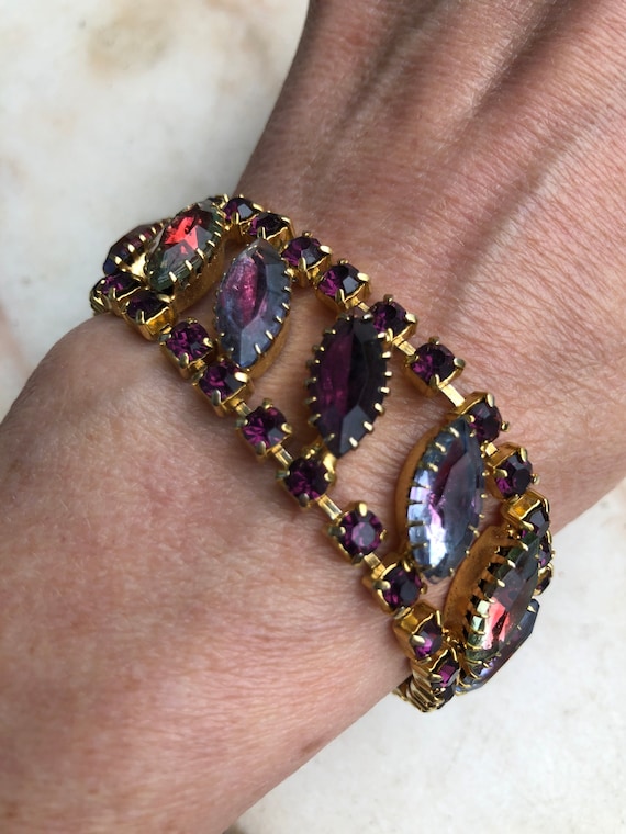 Mid century rainbow Rhinestone bracelet