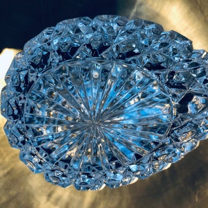 Cut crystal egg covered candy dish mid century vintage