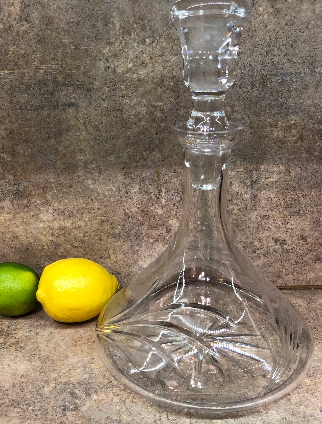 Mid Century Vintage Lead Crystal Decanter From Portugal With Label Etsy