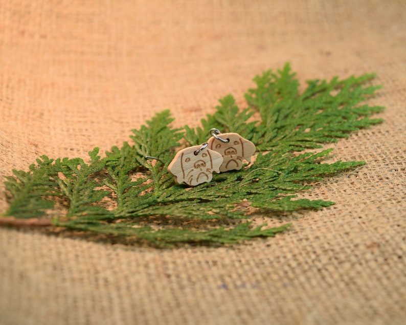 Solid Maple Dog Dangle Earrings