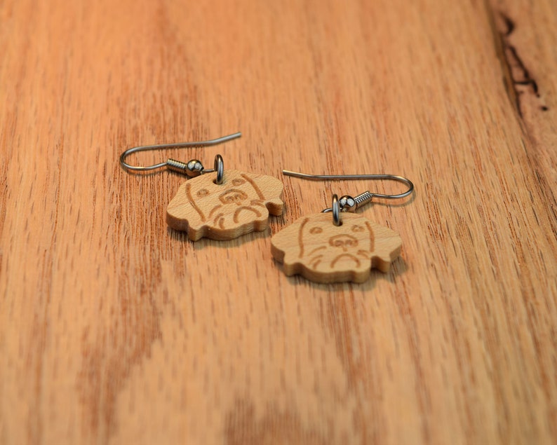 Solid Maple Dog Dangle Earrings