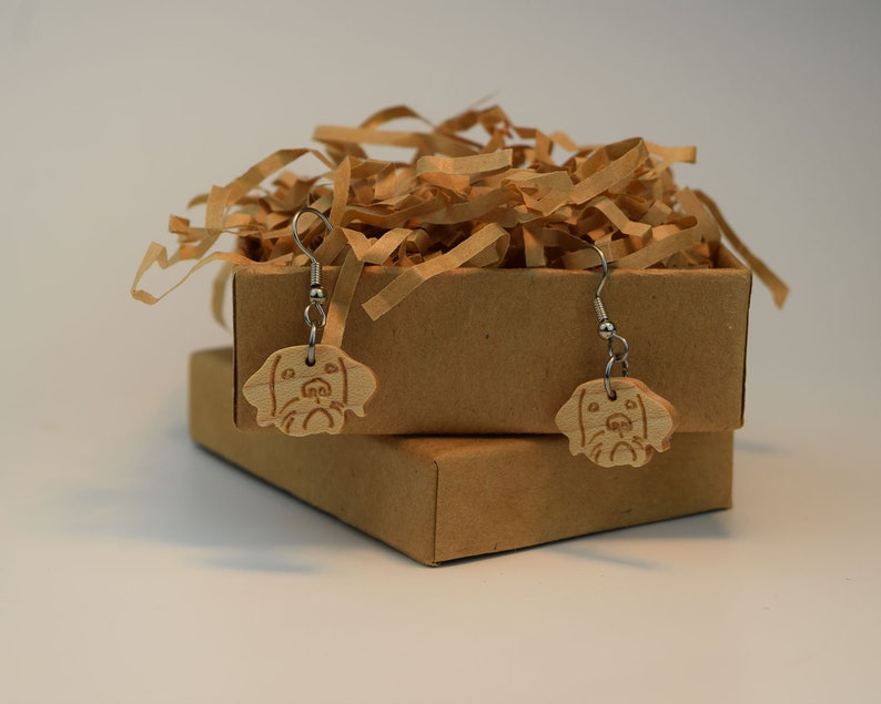 Solid Maple Dog Dangle Earrings