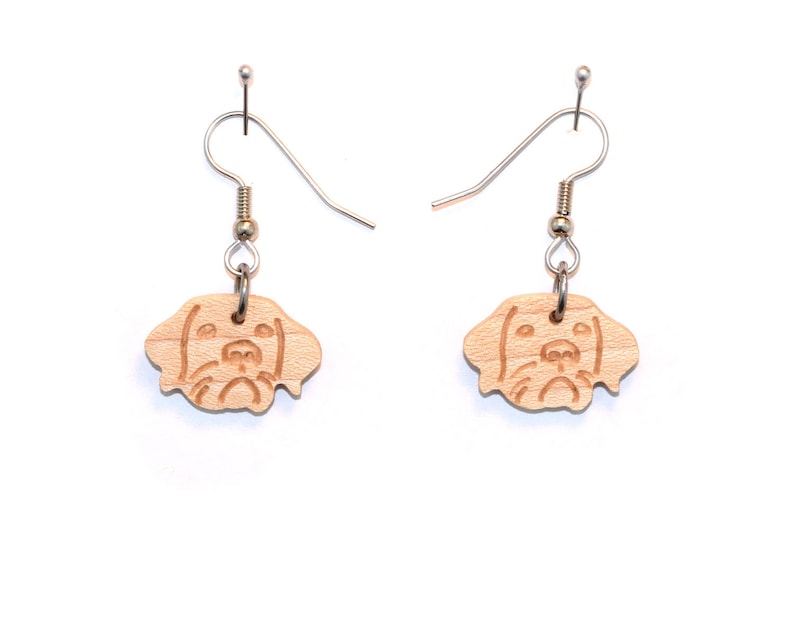 Solid Maple Dog Dangle Earrings