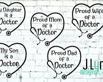 My Son Daughter is a Doctor Car Decal Stethoscope Sticker Proud Dad Mom Wife Medical Field Health Care Vinyl