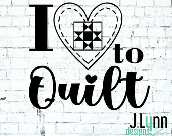 I Love to Quilt Car Decal Sewing Quilting Vinyl Sticker Patchwork Needle Point Vehicle Graphic Crafter