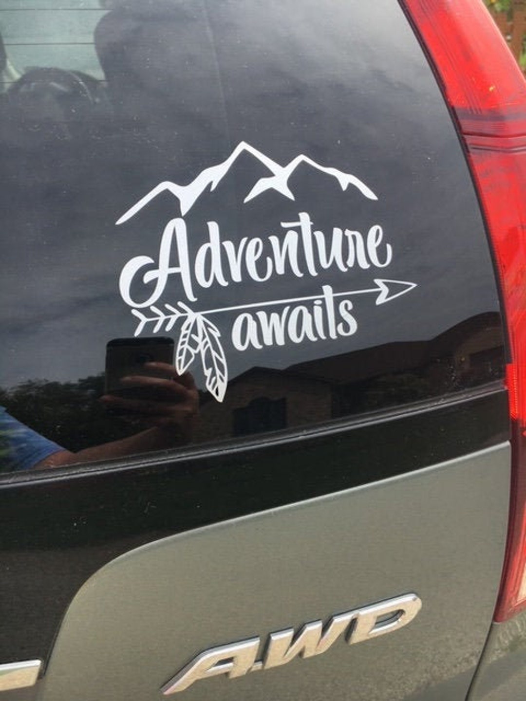 Mountain Adventure Awaits Car Decal Mountains Sticker Vinyl Graphic ...
