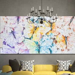 Butterfly Oil Painting on Canvas,Large Abstract Butterfly,Original Nature Painting, Custom Wall Art,Colorful Wall Art,Living room Wall Décor