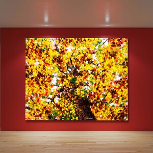 Large Abstract Tree oil painting on canvas,Colorful Autumn Painting,Unique style of texture, Hand-painted Living Room Art,Modern  wall décor
