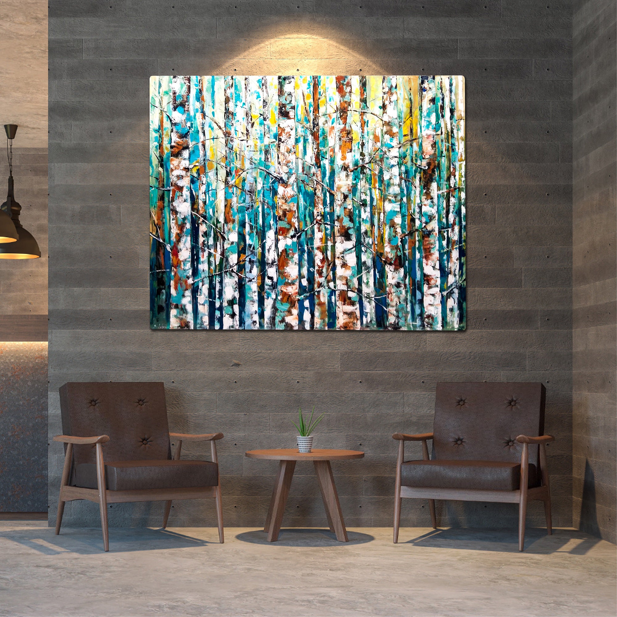 Large Birch Trees Oil Painting on Canvas, Abstract Original Tree Art ...