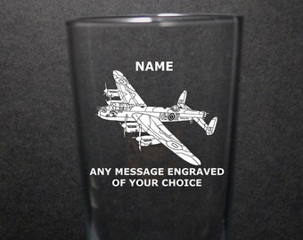 Personalised Bohemia Crystal Whisky Glass Lancaster Bomber Design in gift box 