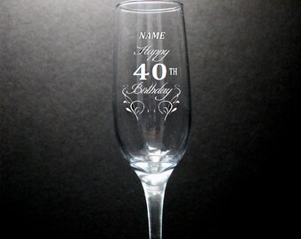 40th Champagne Flute Etsy