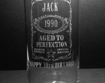 Personalised JACK DANIELS % Highball Glass Gift Birthday/Dad/Grandad/Mum/Nanny 