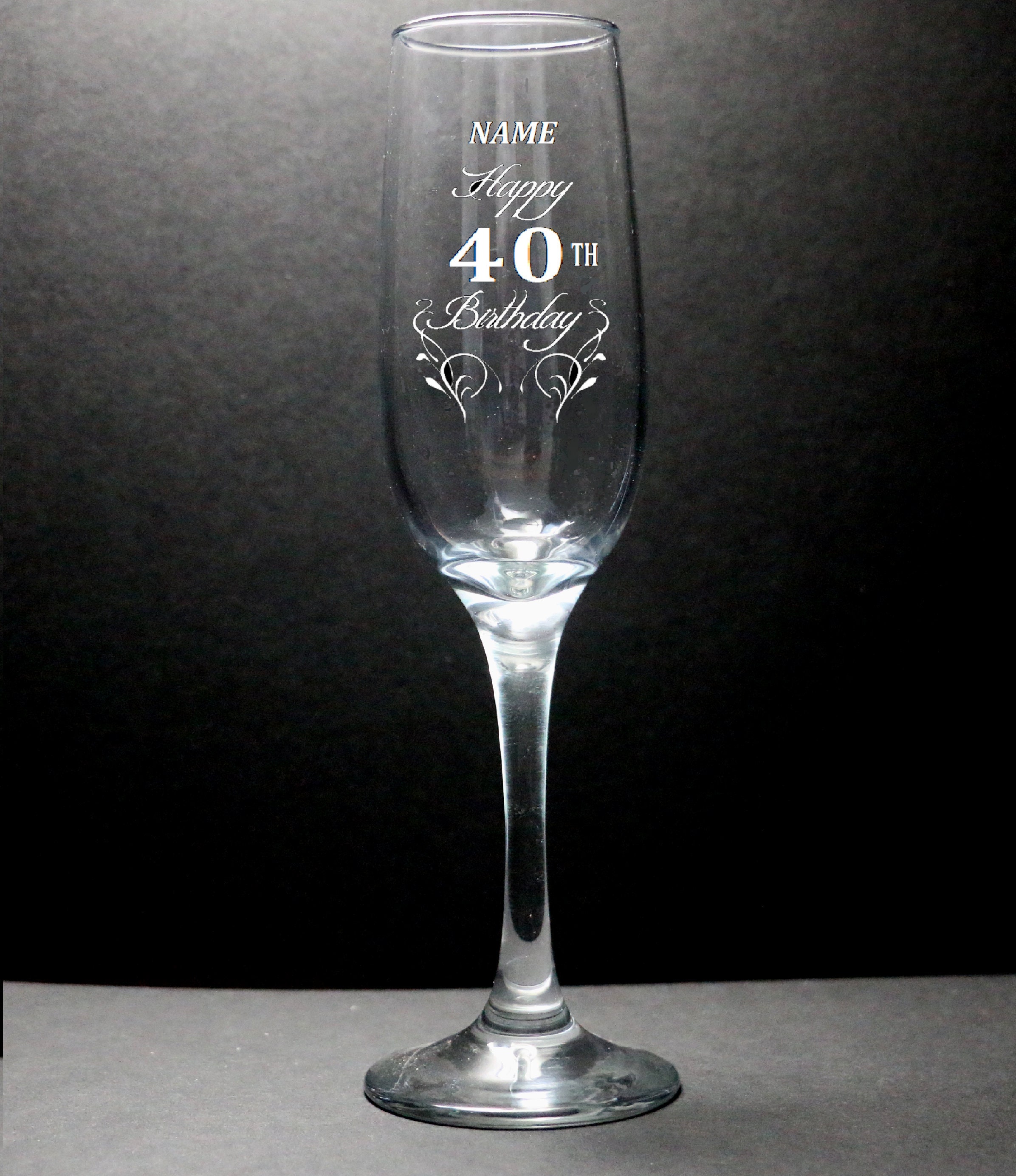 Happy 40th Birthday champagne flute personalised engraved Etsy