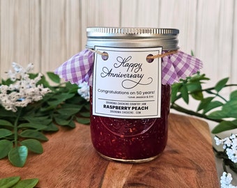 Personalized Anniversary Gift 1/2 Pint Homemade Jam | Choose Your Flavor | Choose Your Tag Design | Write Your Own Message