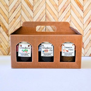 Homemade Jam Gift Set Box  |  Your Choice of Three Flavors!  |  1/2 Pint Jars