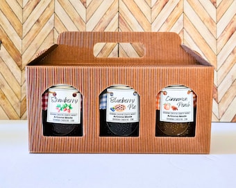 Homemade Jam Gift Set Box  |  Your Choice of Three Flavors!  |  1/2 Pint Jars