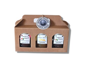Homemade Jam Gift Set Box  |  Your Choice of Three Flavors!  |  1/2 Pint Jars