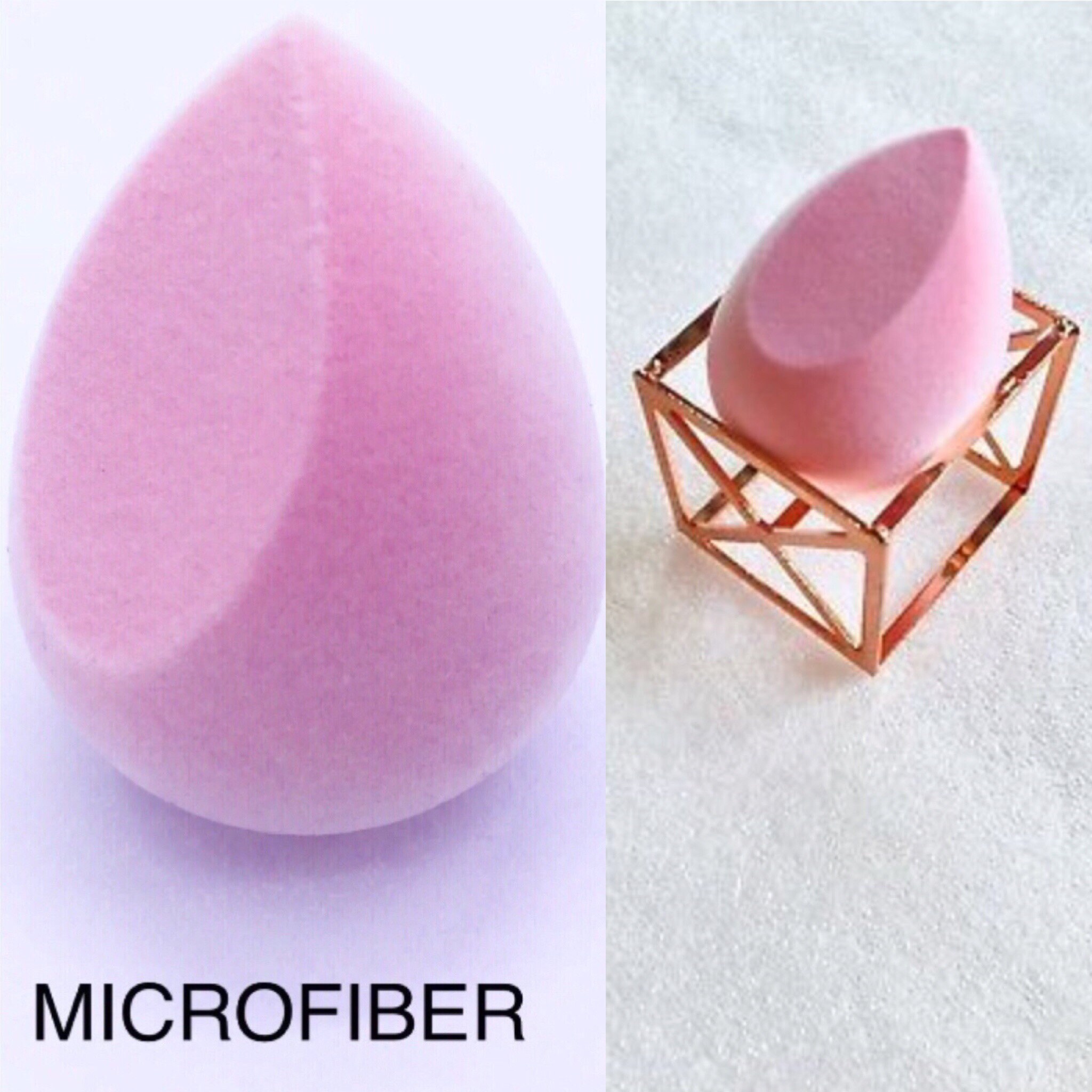 2in1 Makeup Sponge & Make Brush Pink Teardrop Cut Ultra Soft Velvet