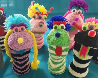 Sock Puppets & Sock Puppet Kits -- Doopalpoops -- Puppets With A Purpose -- Pre-made Puppets Variety #1