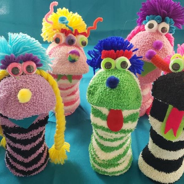 Sock Puppets & Sock Puppet Kits -- Doopalpoops -- Puppets With A Purpose -- Pre-made Puppets Variety #1