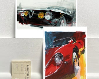 Alfa Romeo Postcards Size 5 x 7 Automotive Art Prints, Choice of One