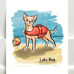 Lake Dog Series - Chihuahua Art Print
