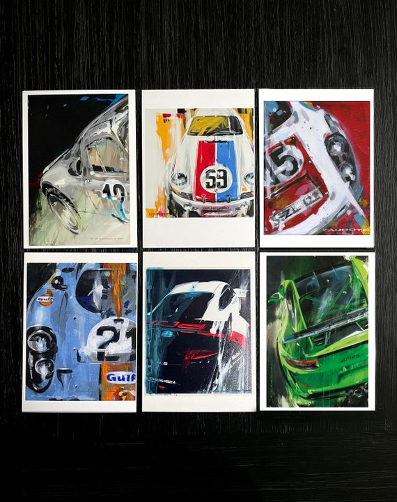 Porsche Postcard Automotive Art Prints, Choice of One