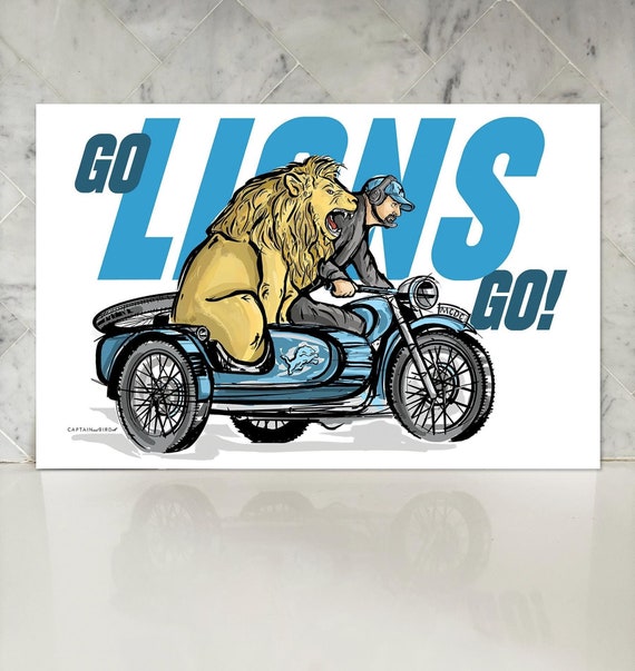 Go Detroit Lions Go! Original Illustration Poster/Print