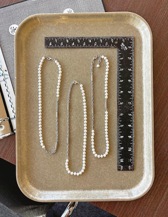 Modern Freshwater Pearl Necklaces with Vintage Silver Chain