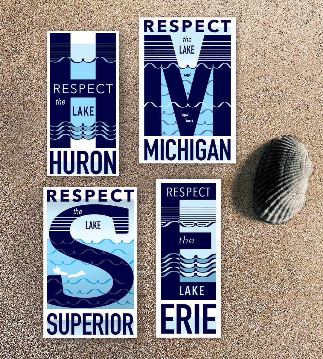 Respect the Lake, Vinyl Decals for Lake Huron, Michigan, Erie, or
