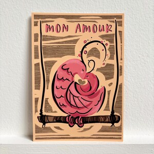 Karte für Mama und Babyvogel, Mon Amour, ""My Love""."