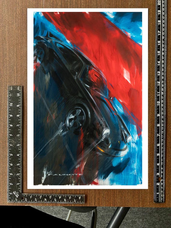 Black Porsche 911 Original Automotive Art Print