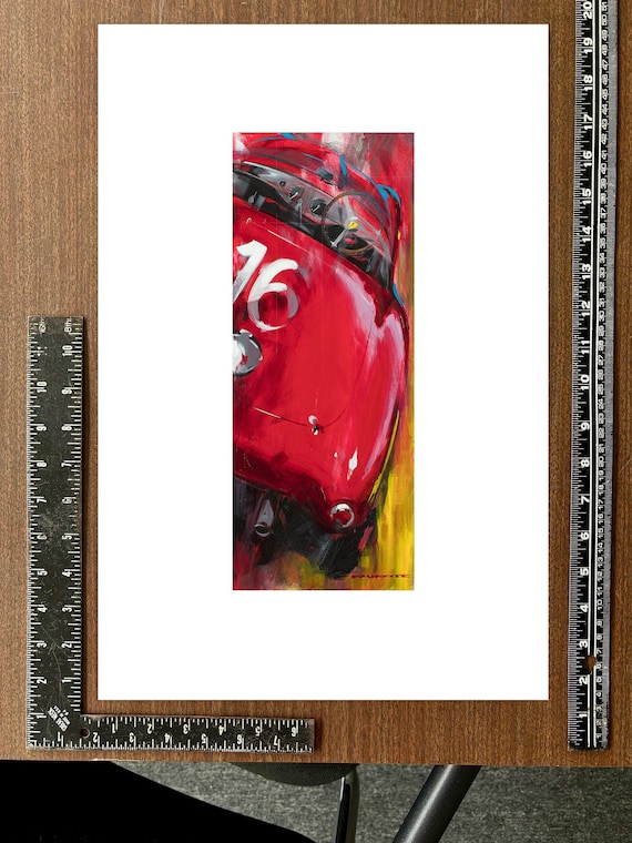 Vintage Red Ferrari 275 S Original Automotive Art Print