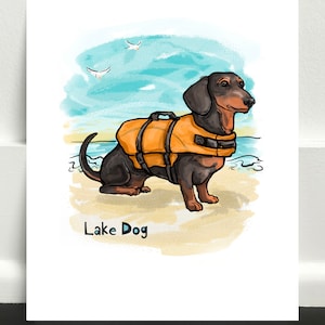 Lake Dog Series - Dachshund Art Print