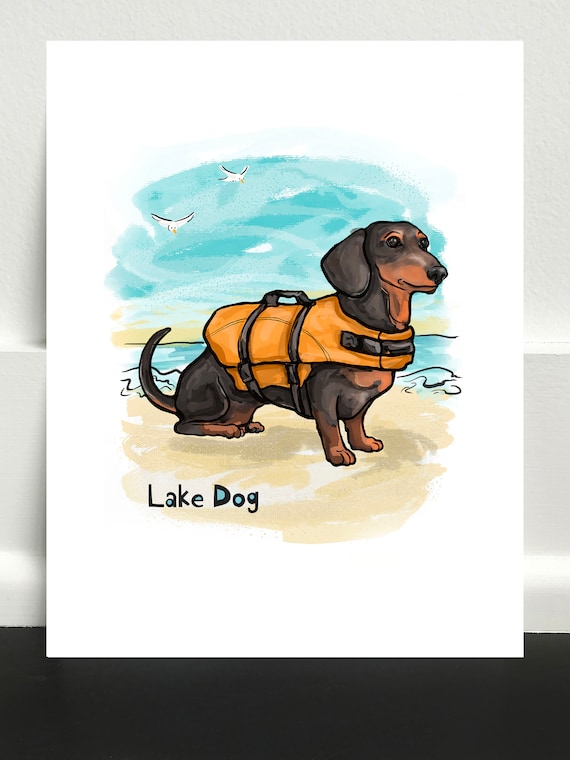 Lake Dog Series - Dachshund Art Print