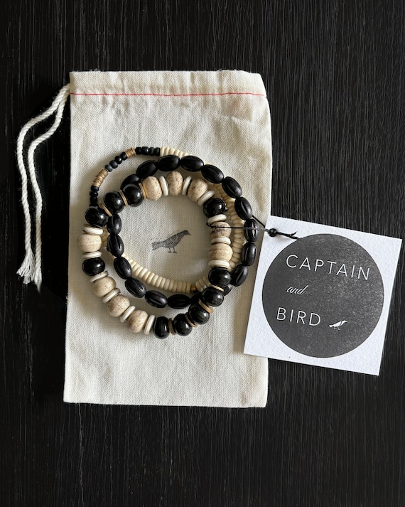 Men's Handmade Trio Boho Bracelets Wood, Horn, Bone and Brass