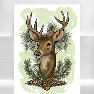 Evergreen Deer Art Print