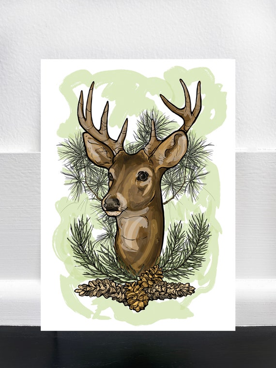 Evergreen Deer Art Print
