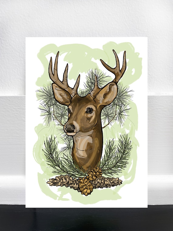 Evergreen Deer Art Print