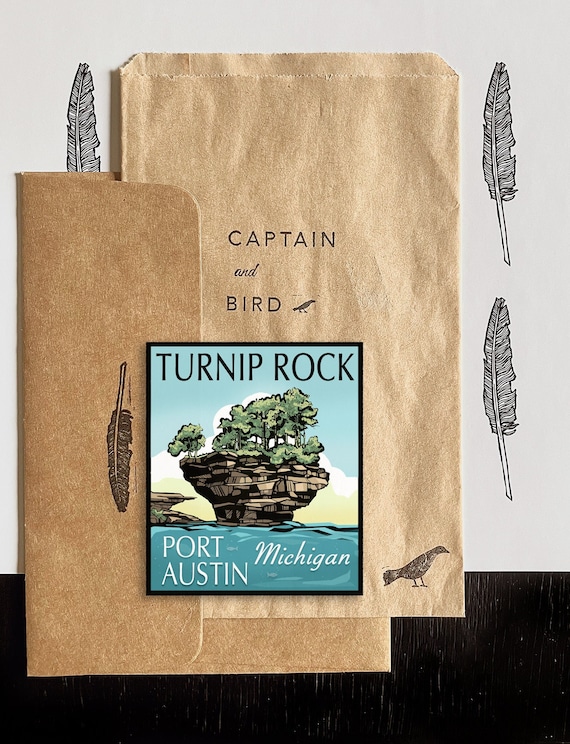 Turnip Rock, Port Austin Vintage Travel Inspired Vinyl Decal