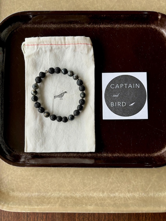Moto Bracelet #1, Lava Rock & Jasper