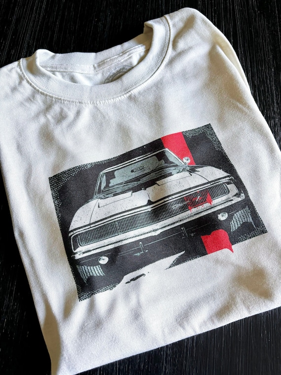 Cars and Coffee, Dodge Charger Automotive T-Shirt - Off White