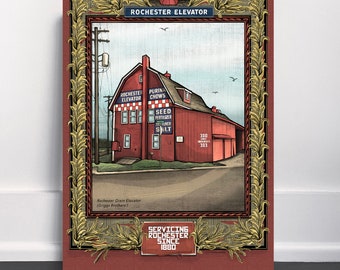 Rochester, Michigan Historical Griggs Bros Grain Elevator Art Print