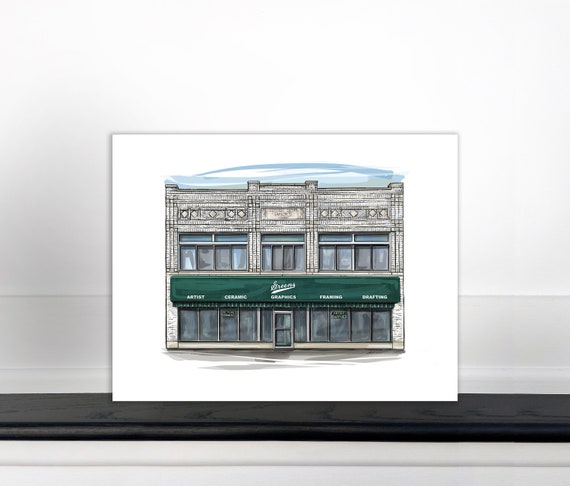 Greens Artist Supply Store Architectural Rendering Art Print