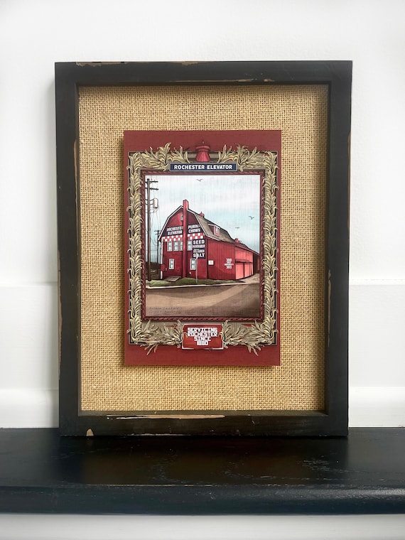 Rochester Grain Elevator Art Print in Rustic Frame