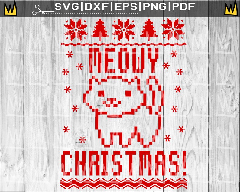 Meowy Christmas SVG, Ugly Christmas tröja SVG, Cat SVG, Christmas Cat Svg, Meowy Catmas, Pojkar Flickor T-shirt Designs, Cat Clipart Cricut Png bild 1