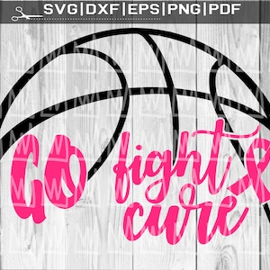 Go Fight Cure SVG, Basketbal Svg, Borstkanker SVG, Borstkanker Bewustzijn SVG, Lint, Cheer for the Cure, Pink Out, Cheerleader, Octobe